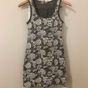 Grey Fitted Floral Dress
